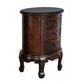 Wooden Chest with 3 Drawer and Scrolled Details, Dark Brown By Casagear Home