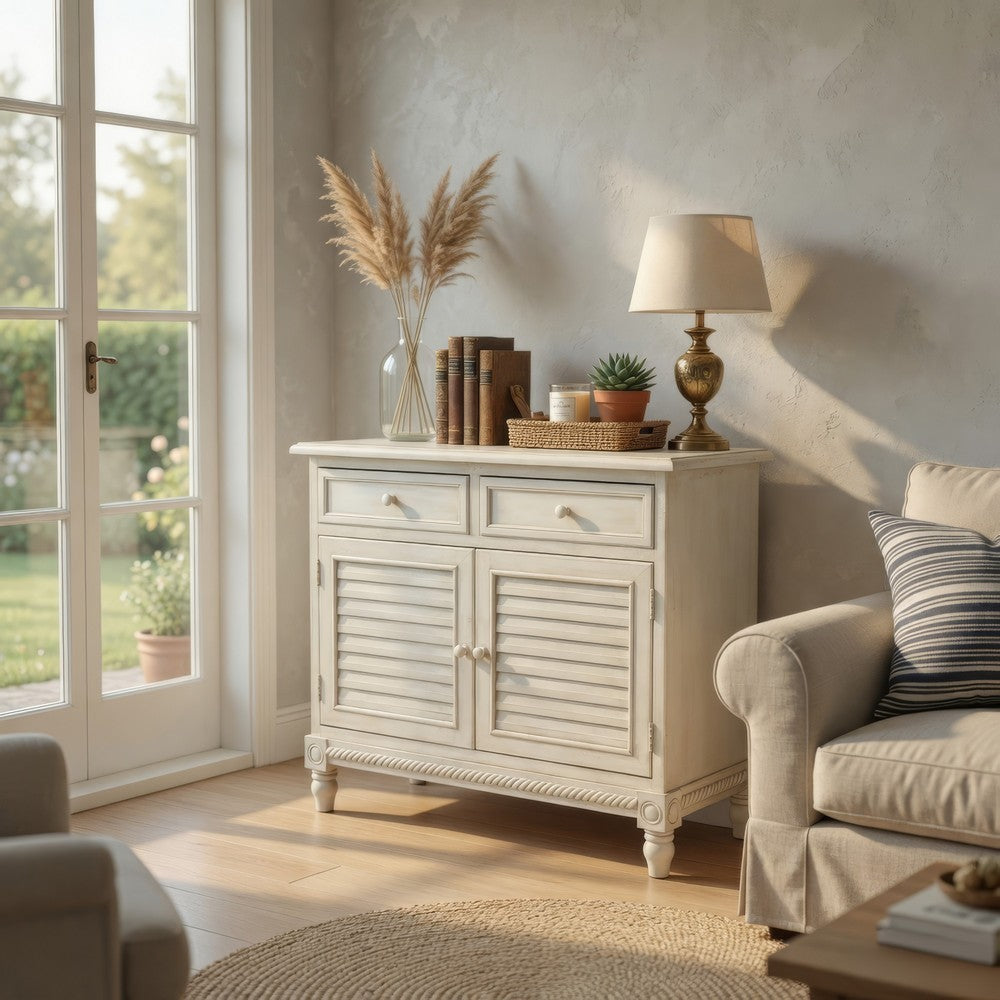 Reign Cabinet | 2 Door | Shutter Front | Round Knob | Black