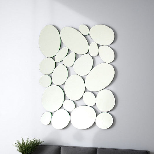Mira Mirror | Frameless | Pebble Accent | 30 x 24 | Silver
