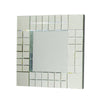 Square Beveled Mirror with Grid Like Accent, Silver