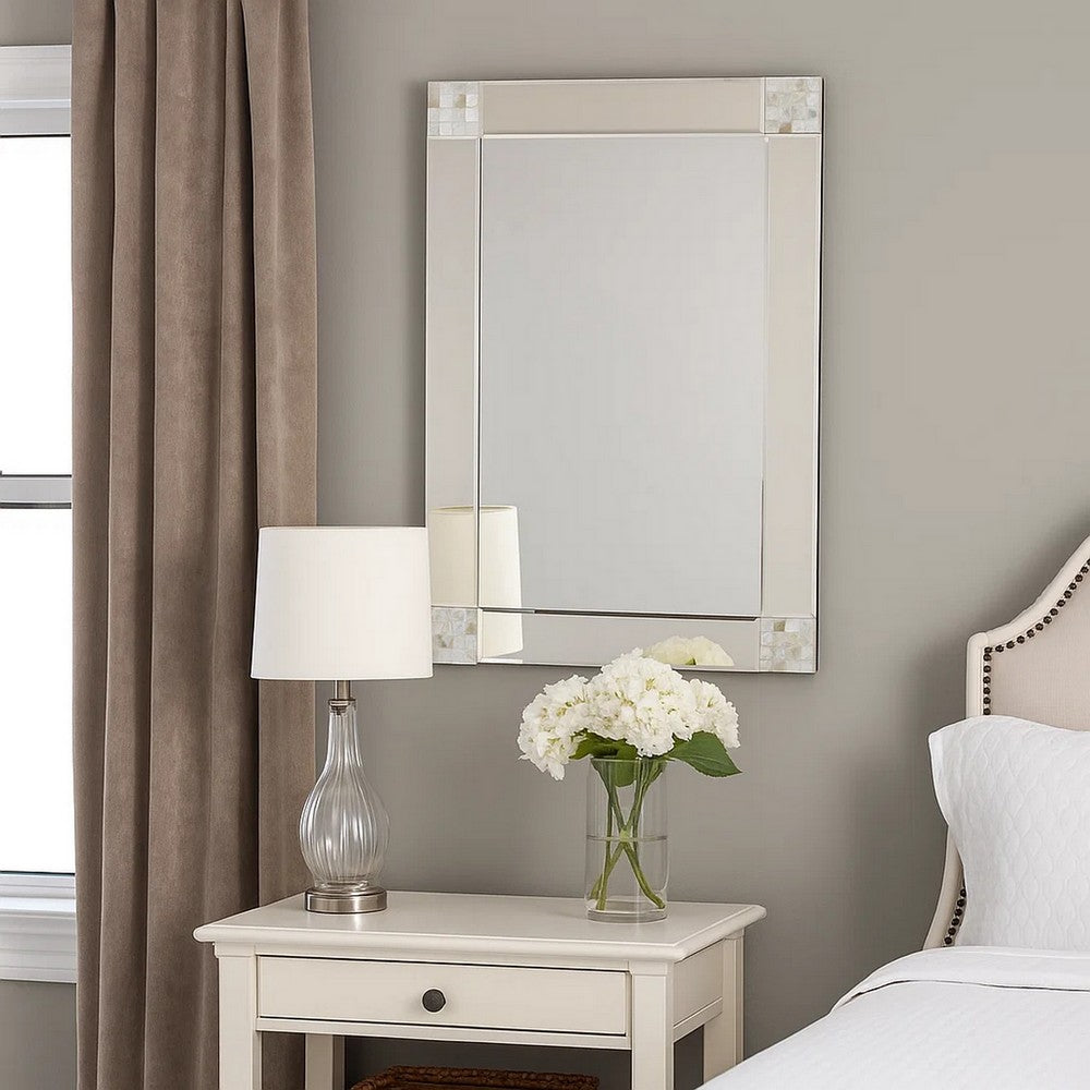 Mira Mirror | Rectangle | Mother of Pearl Accent | 30 x 24 | Silver