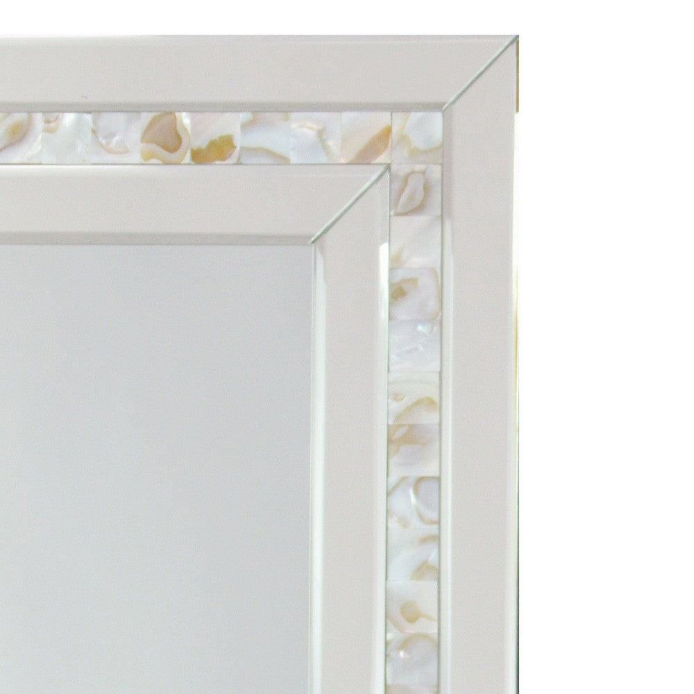 Beveled Mirror with Mother of Pearl Strip Accent Silver By Casagear Home BM242252