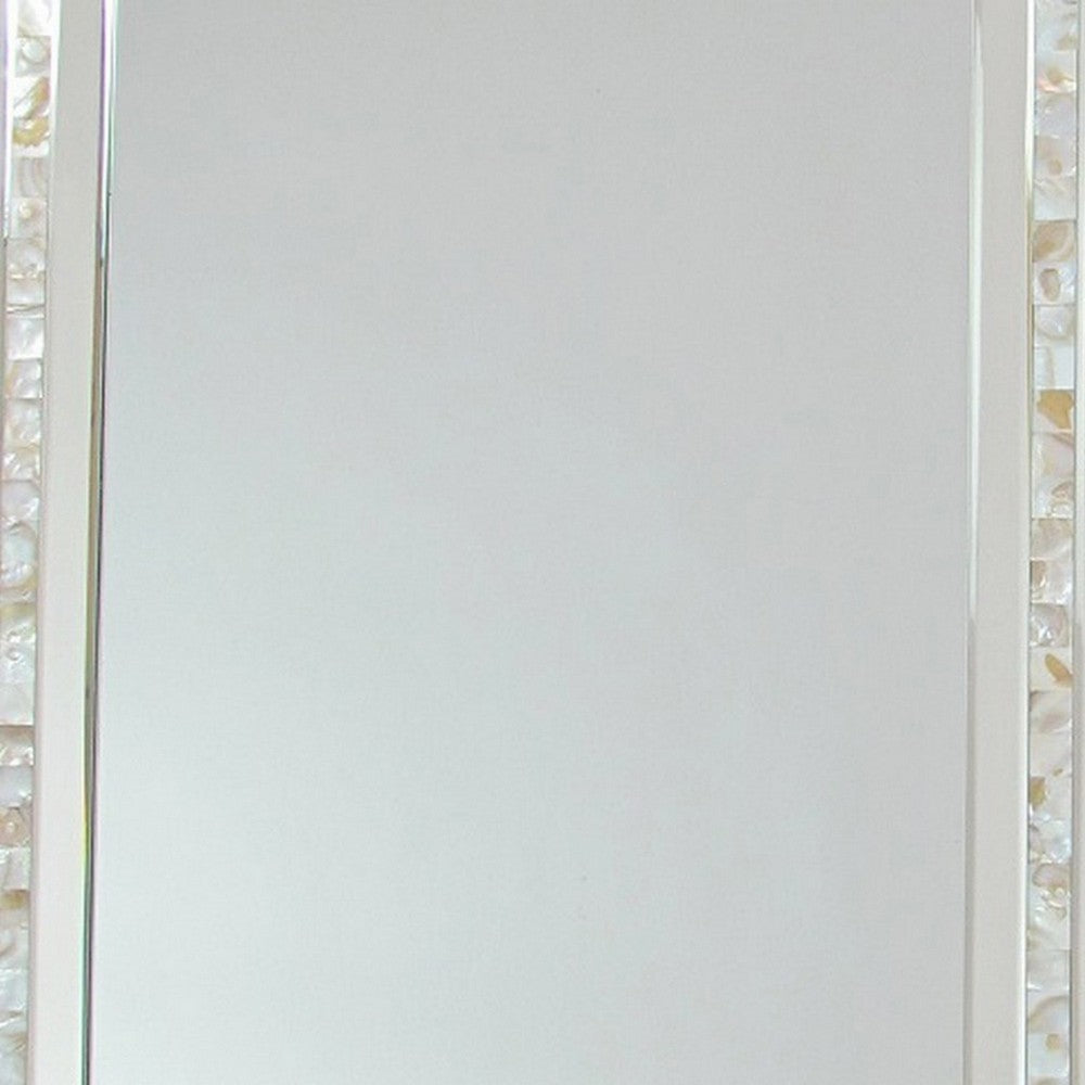 Beveled Mirror with Mother of Pearl Strip Accent, Silver By Casagear Home