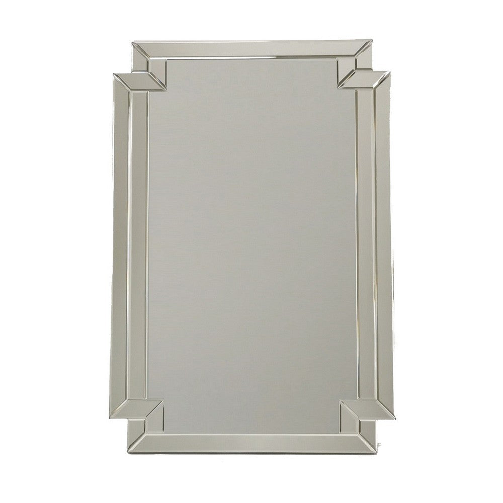 Accent Mirror with Intersected Beveled Frame, Silver By Casagear Home