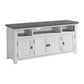 TV Stand with 3 Cabinets and 3 Cubbies, White and Gray By Casagear Home