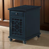 Chairside Table with 1 Drawer and 1 Trellis Door, Blue By Casagear Home