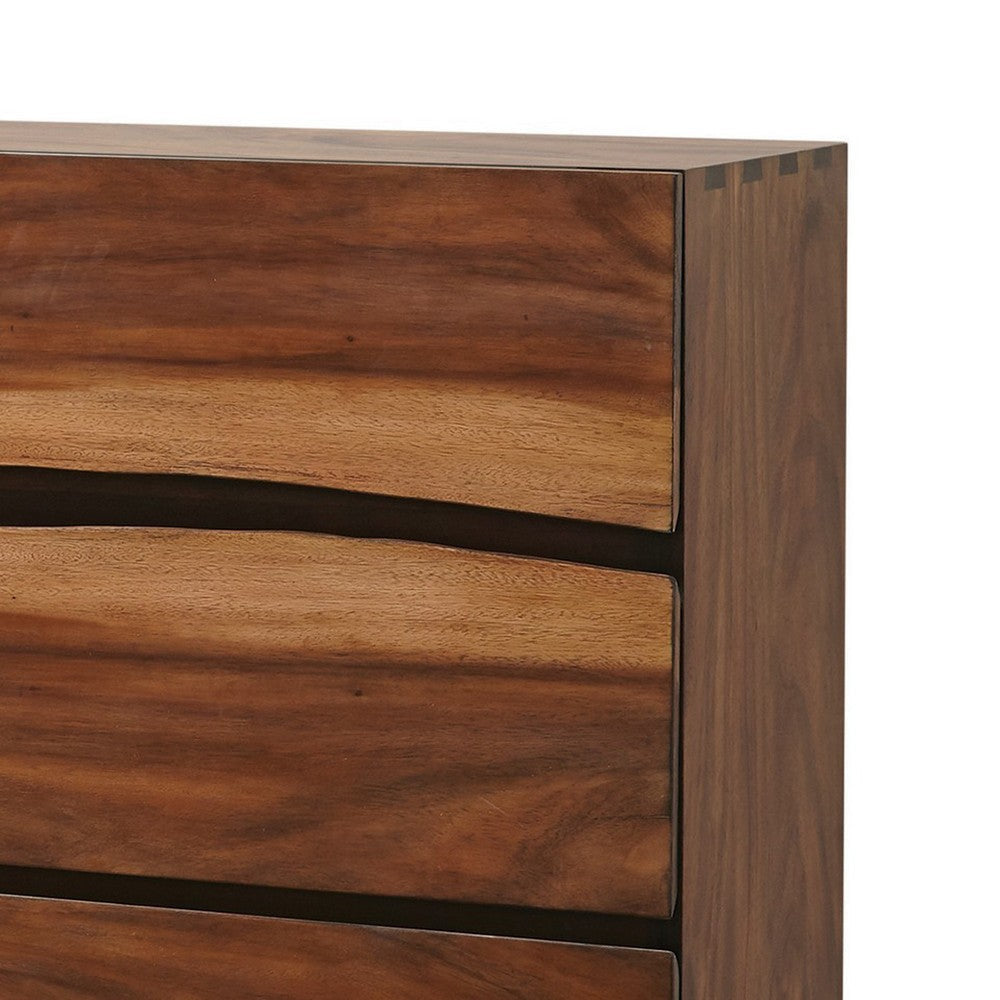 Wooden Chest with 4 Drawers and Live Edge Details Brown By Casagear Home BM242608