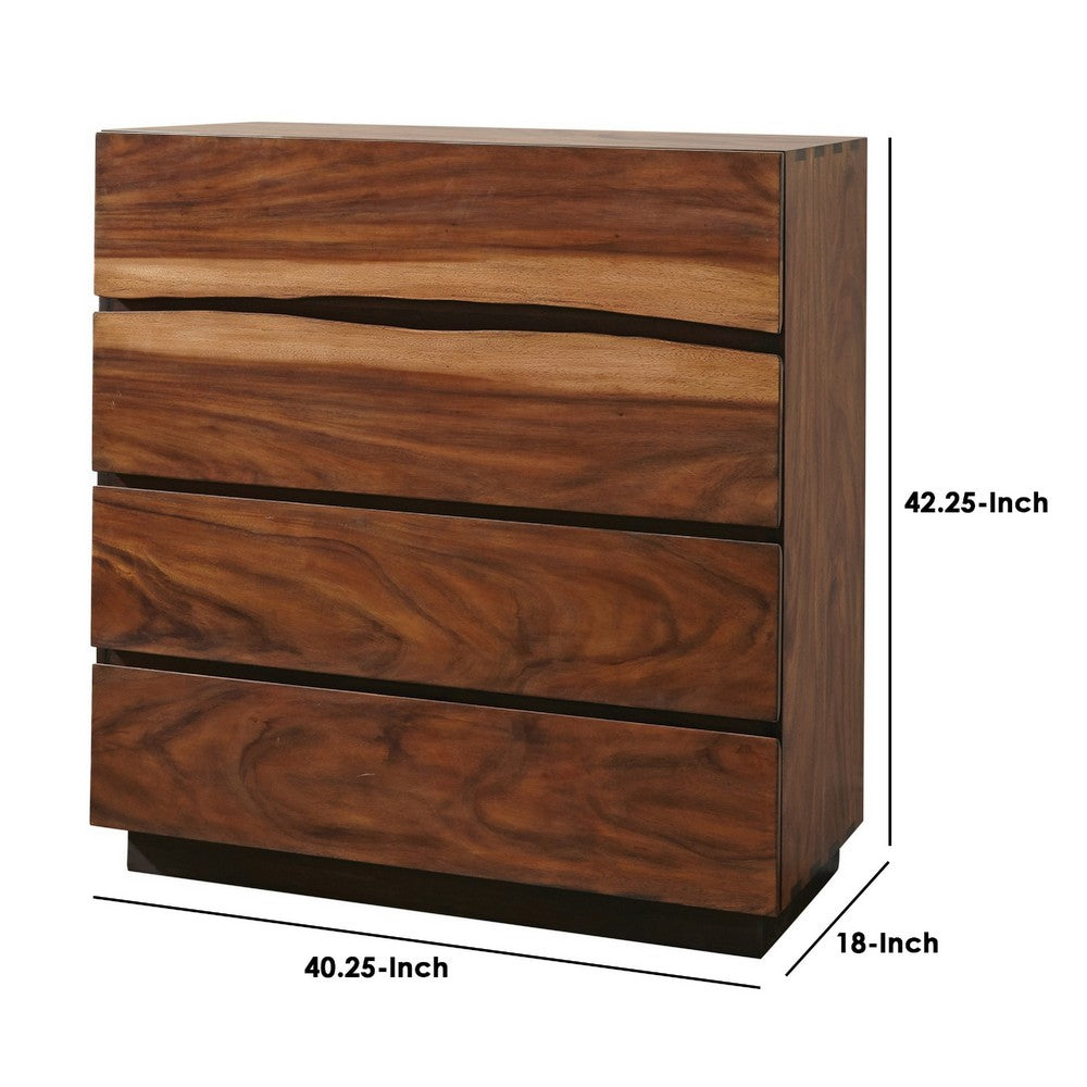 Arlo Tall Dresser Chest | 4 Drawer | Live Edge | Brown