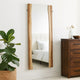 Floor Mirror with Wooden Frame and Live Edge Details, Brown