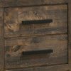 Wooden Nightstand with 2 Drawers and Grain Details, Brown