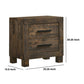 Wooden Nightstand with 2 Drawers and Grain Details, Brown By Casagear Home