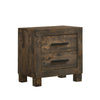 Wooden Nightstand with 2 Drawers and Grain Details, Brown By Casagear Home