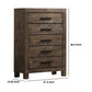Wooden Chest with 5 Drawers and Grain Details Brown By Casagear Home BM242619