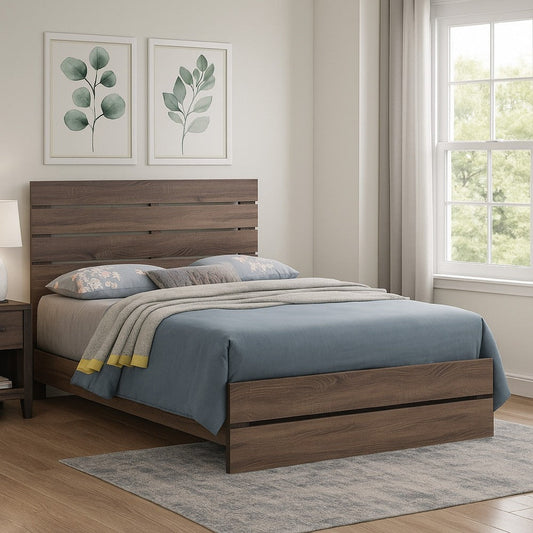 Orin Queen Bed | Panel Headboard | Brown