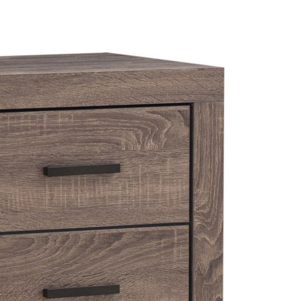 2 Drawer Nightstand with Metal Bar Pulls Brown By Casagear Home BM242646