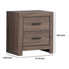 2 Drawer Nightstand with Metal Bar Pulls, Brown
