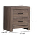 2 Drawer Nightstand with Metal Bar Pulls, Brown