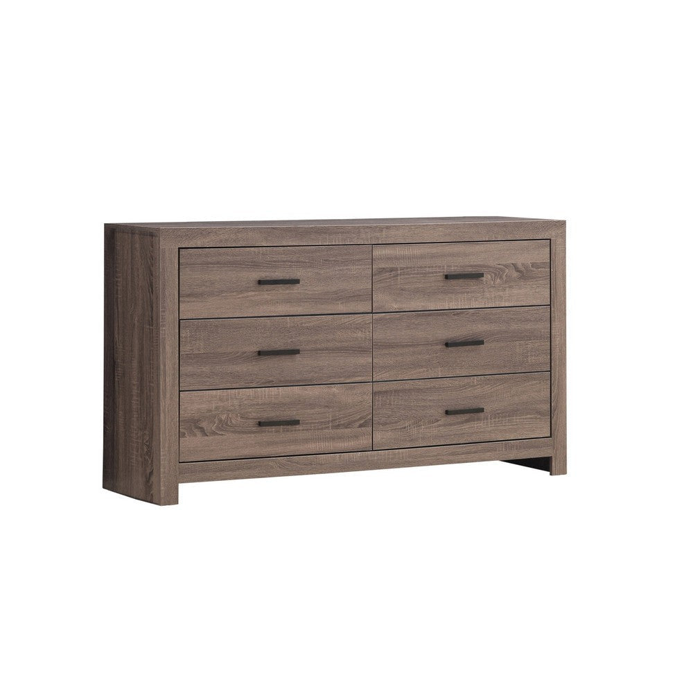 Axel Dresser | 6 Drawer | Metal Bar Pull Handles | Brown
