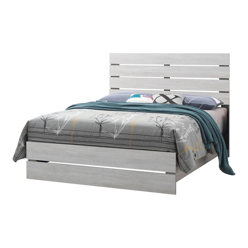 Queen Bed with Panel Headboard and Footboard, White