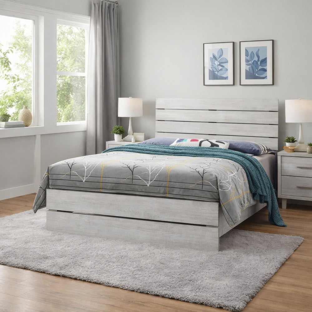 Queen Bed with Panel Headboard and Footboard, White