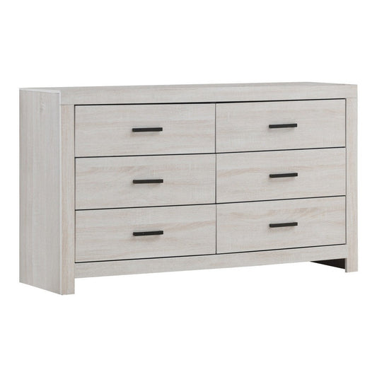 Axel Dresser | 6 Drawer | Metal Bar Pull Handles | White