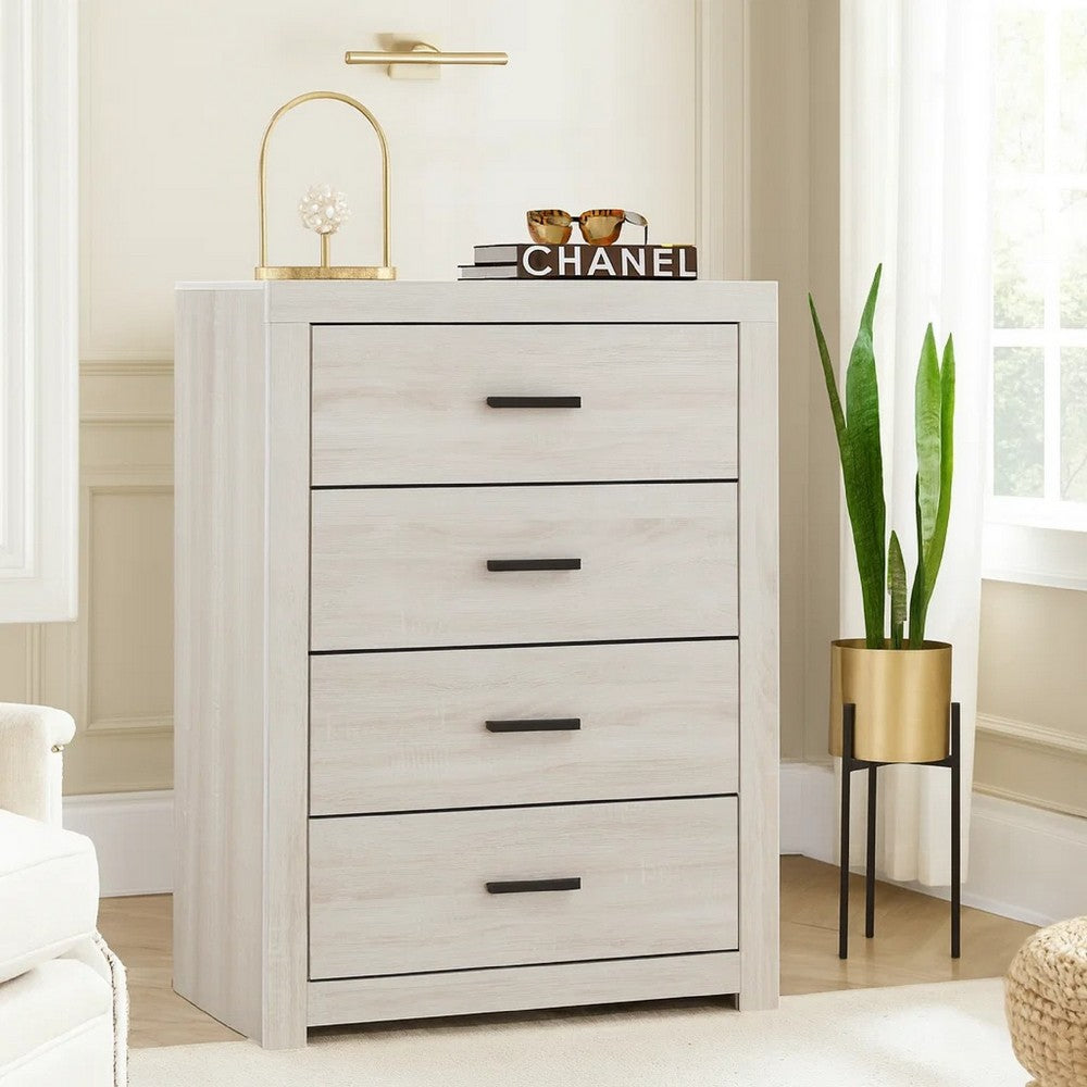Axel Tall Dresser Chest | 5 Drawer | Metal Bar Pull Handles | White
