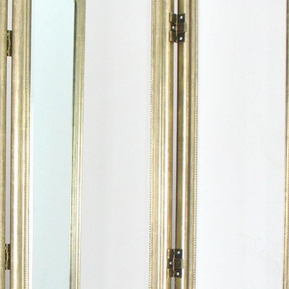 Full Size Dressing Screen with 3 Panel Resin Frame and Mirror Inserts Gold By Casagear Home BM242684