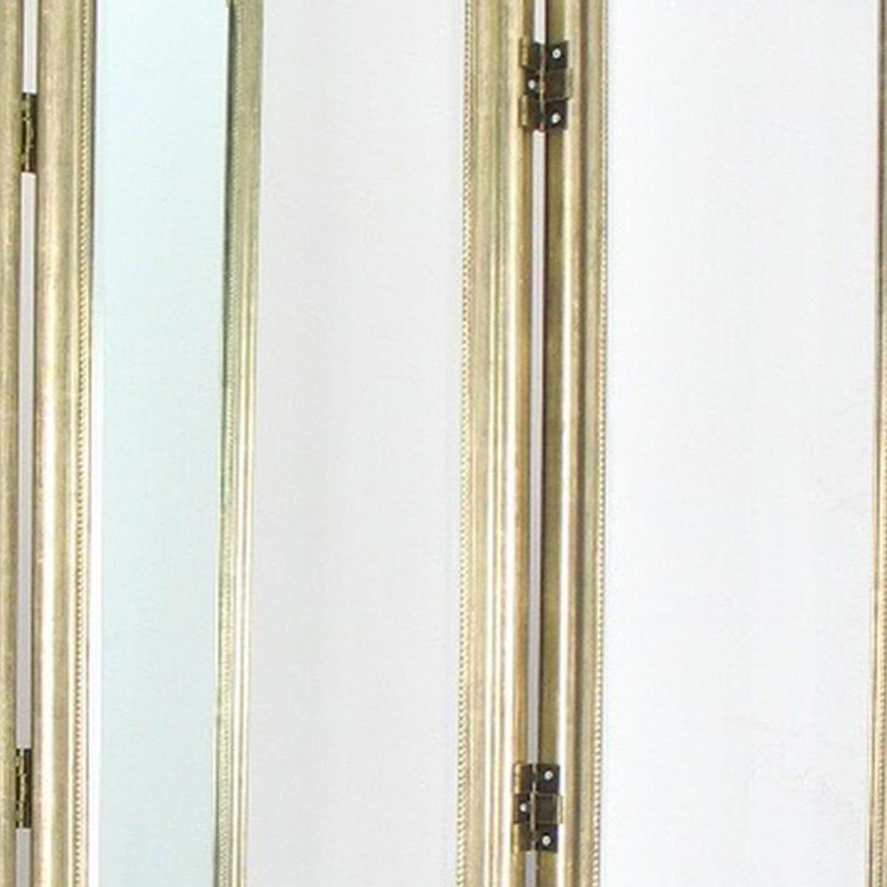 Full Size Dressing Screen with 3 Panel Resin Frame and Mirror Inserts Gold By Casagear Home BM242684