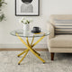 Astra Dining Table | Glass Top | Curved Metal Base | Gold