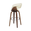 Barstool with Counter Open Design and Wooden Legs Cream and Brown BM242709