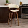 Barstool with Counter Open Design and Wooden Legs, Cream and Brown