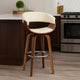 Barstool with Counter Open Design and Wooden Legs, Cream and Brown