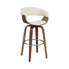 Barstool with Counter Open Design and Wooden Legs, Cream and Brown