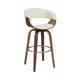Barstool with Counter Open Design and Wooden Legs, Cream and Brown