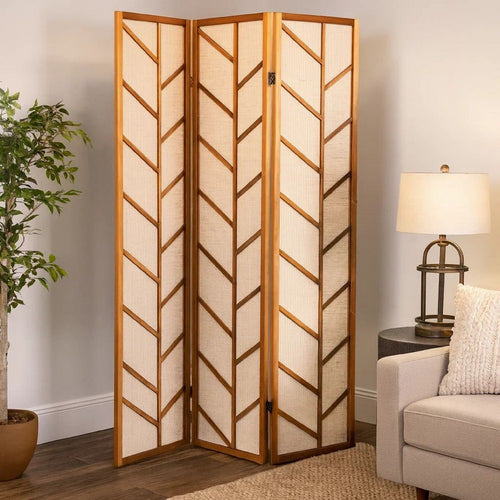 Milo Screen | 3 Panel | Jute Linen | Wood Frame | Brown | Beige
