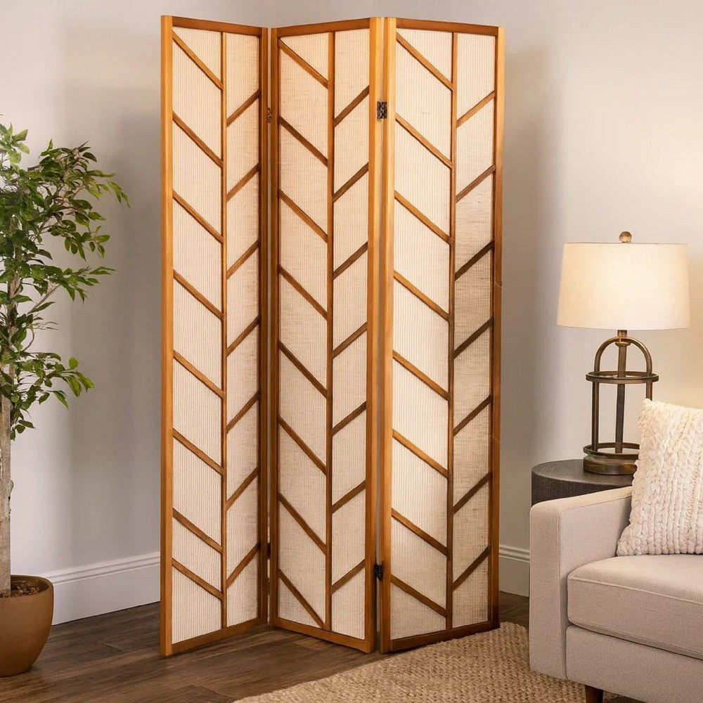 Milo Screen | 3 Panel | Jute Linen | Wood Frame | Brown | Beige