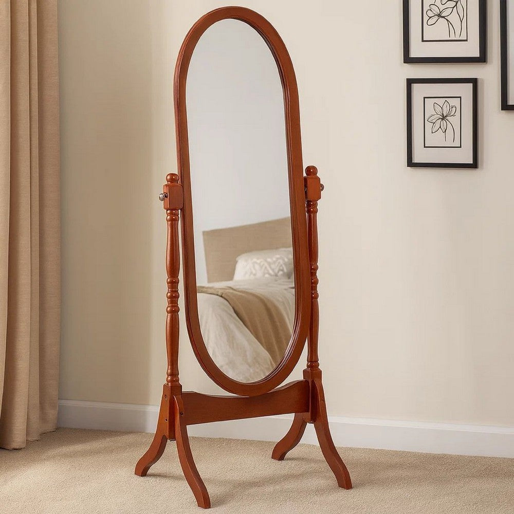 Mira Cheval Mirror | Oval Frame | Turned Posts | Brown