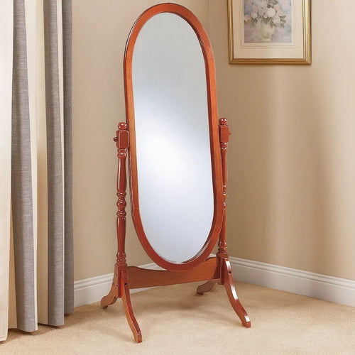 Mira Cheval Mirror | Oval Frame | Turned Posts | Brown