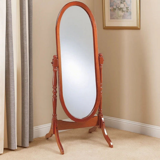 Mira Cheval Mirror | Oval Frame | Turned Posts | Brown