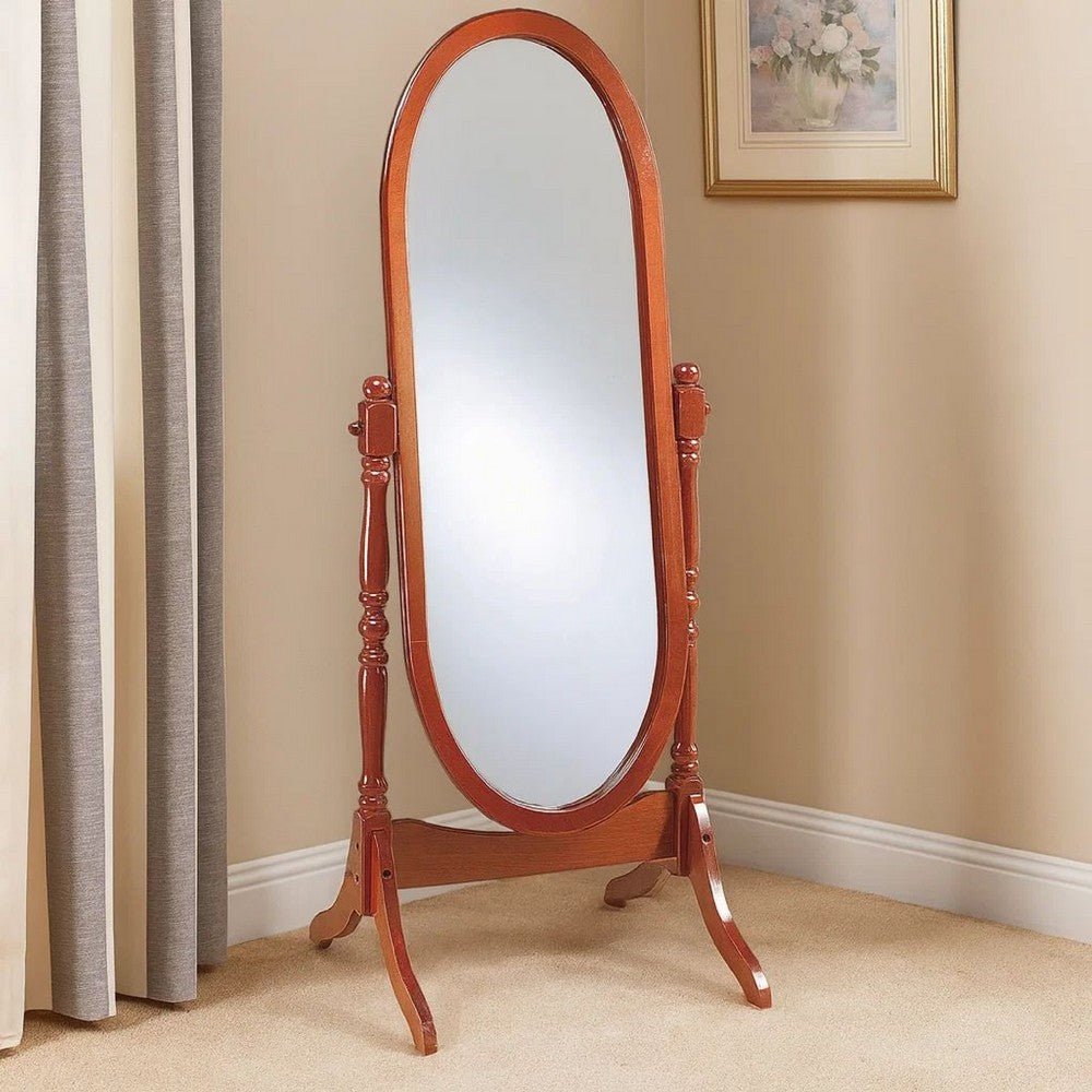 Mira Cheval Mirror | Oval Frame | Turned Posts | Brown