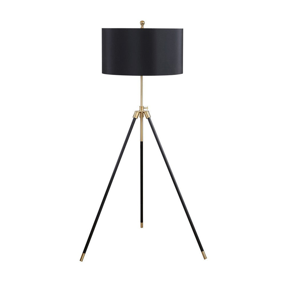 Astra Floor Lamp | Drum Shade | Tripod Legs | 18" | Black | Gold