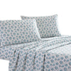 Veria 4 Piece Rose Print California King Bedsheet Set The Urban Port, White and Blue By Casagear Home