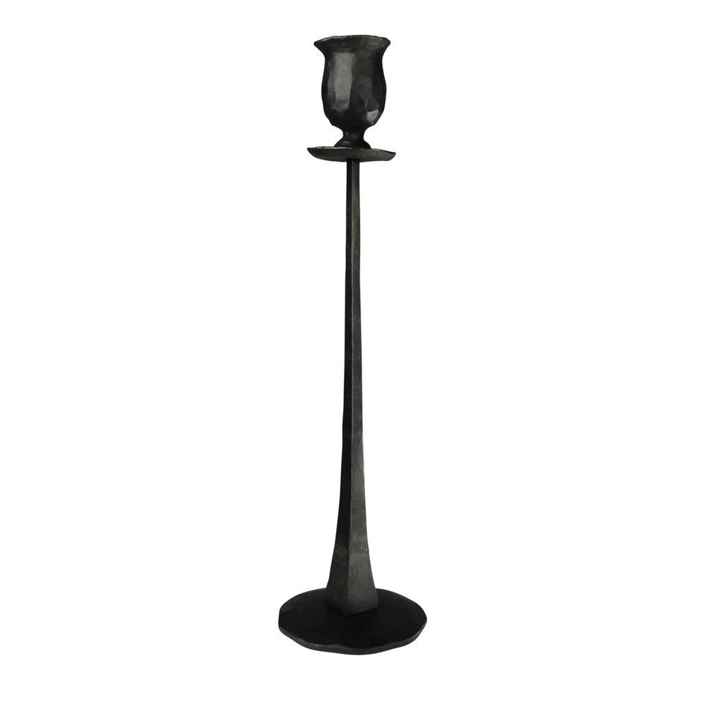 Candle Holder with Sleek Pedestal Support Large Black BM242903