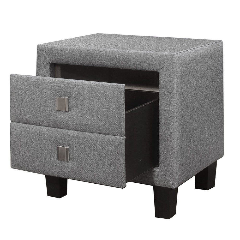 Nightstand with Single Drawer and Fabric Wrapping Gray By Casagear Home BM243318