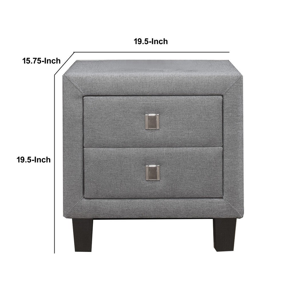 Nightstand with Single Drawer and Fabric Wrapping Gray By Casagear Home BM243318