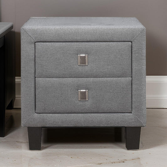 Nightstand with Single Drawer and Fabric Wrapping, Gray By Casagear Home