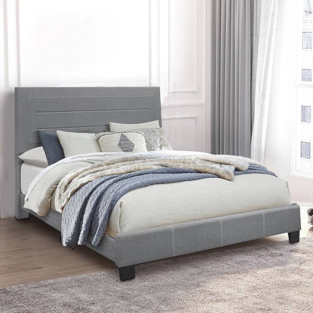 Reign Queen Bed | Fabric Frame | Panel Headboard | Gray
