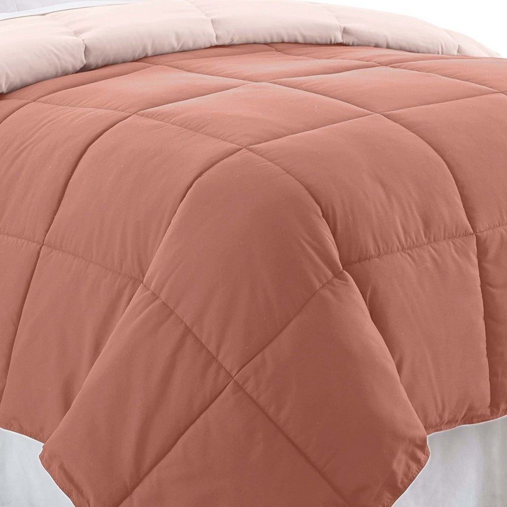 Veria Microfiber King Comforter with Stitched Block Pattern The Urban Port Orange By Casagear Home BM243327