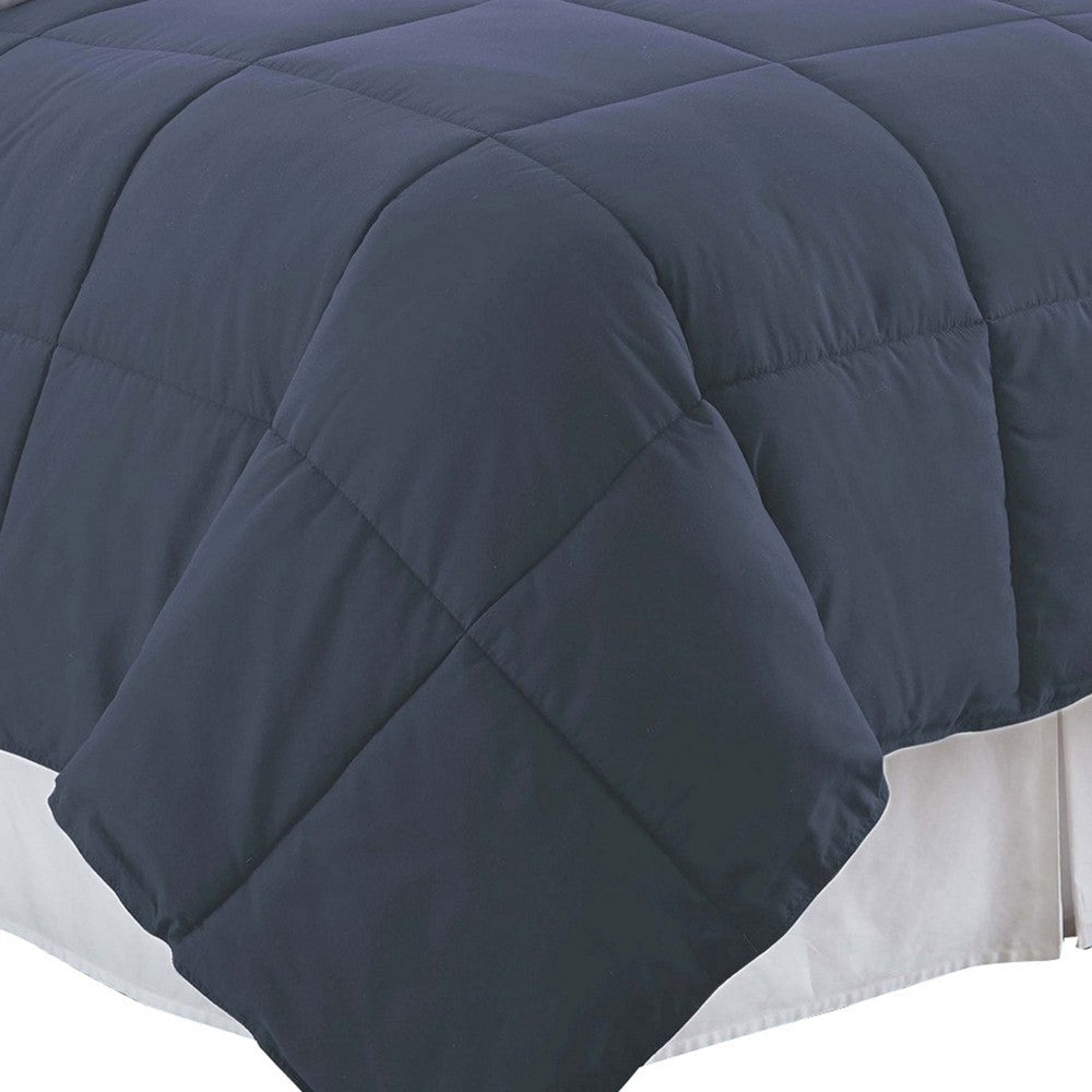 Veria Microfiber Twin Comforter with Stitched Block Pattern The Urban Port Blue By Casagear Home BM243334