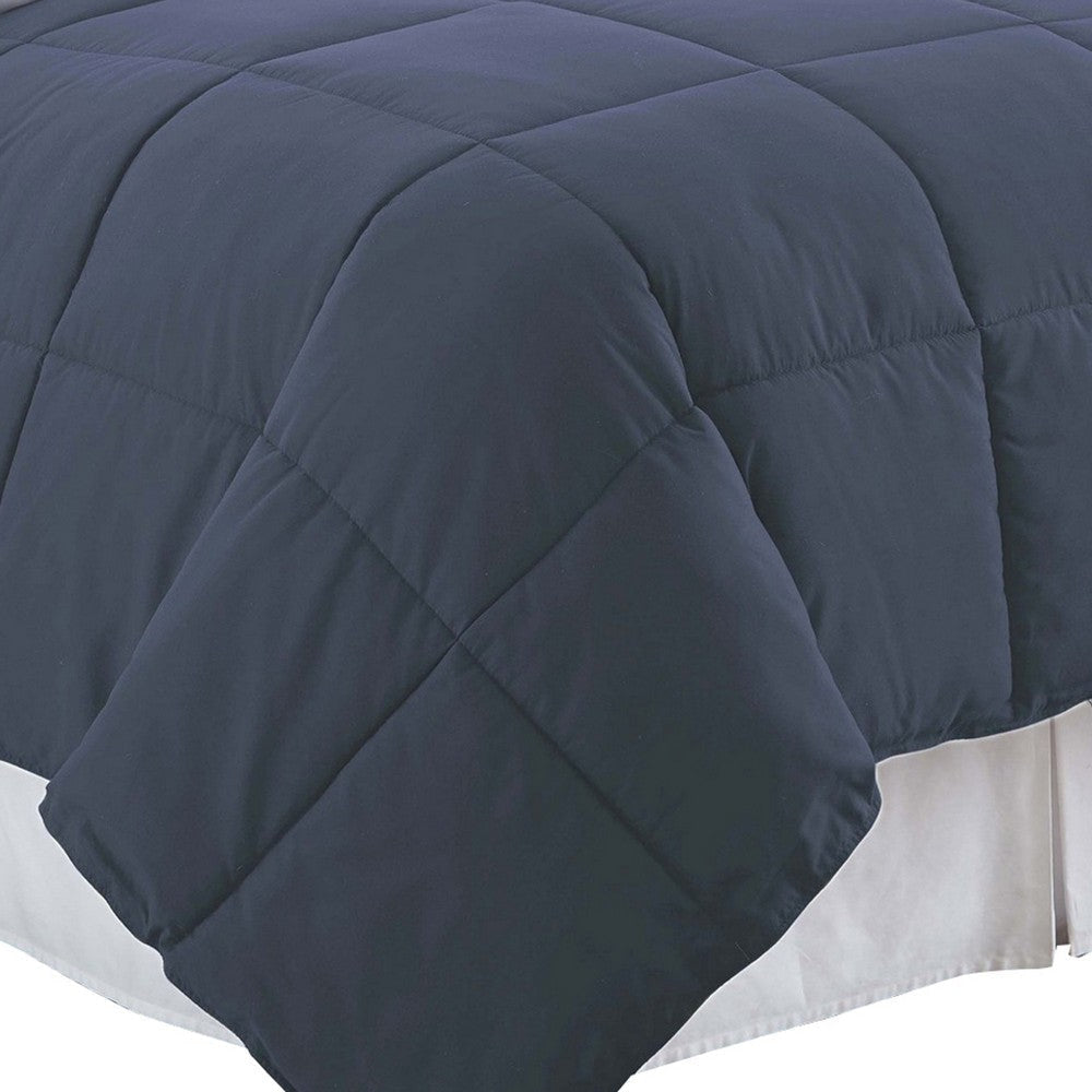 Veria Microfiber King Comforter with Stitched Block Pattern The Urban Port Blue By Casagear Home BM243336